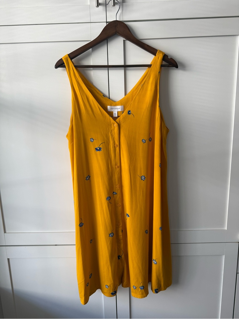 POPSUGAR Yellow Floral Button Front Swing Dress XL